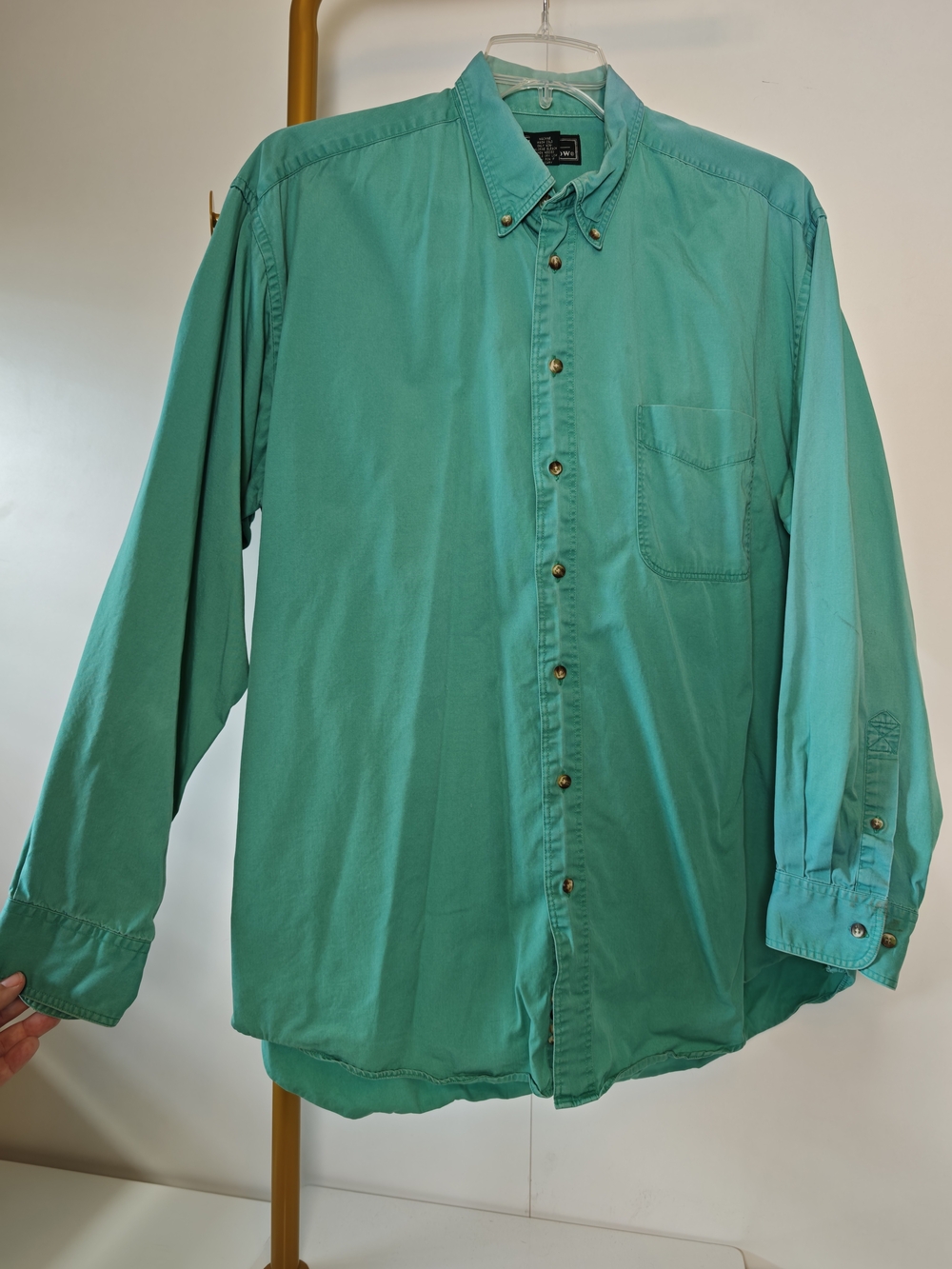 Vintage 90s Croft & Barrow Teal Green Long Sleeve Button Down Shirt Mens LT